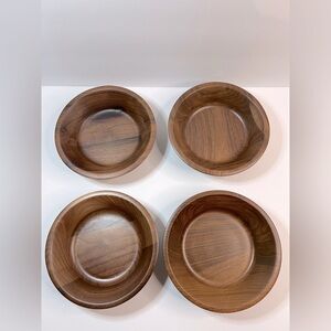 4 Solid American Walnut Wooden Bowls